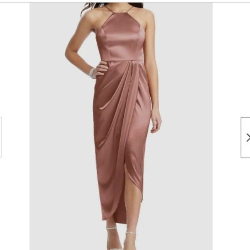 After Six | Desert Rose Halter Midi Dress Size 10